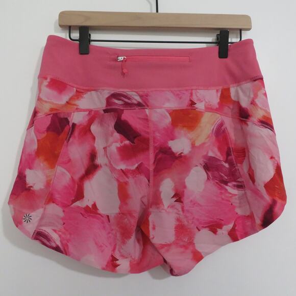 Athleta Womens Sz S Painted Energy Coral Pink Pattern Run With It 3.5” Shorts - Picture 2 of 6